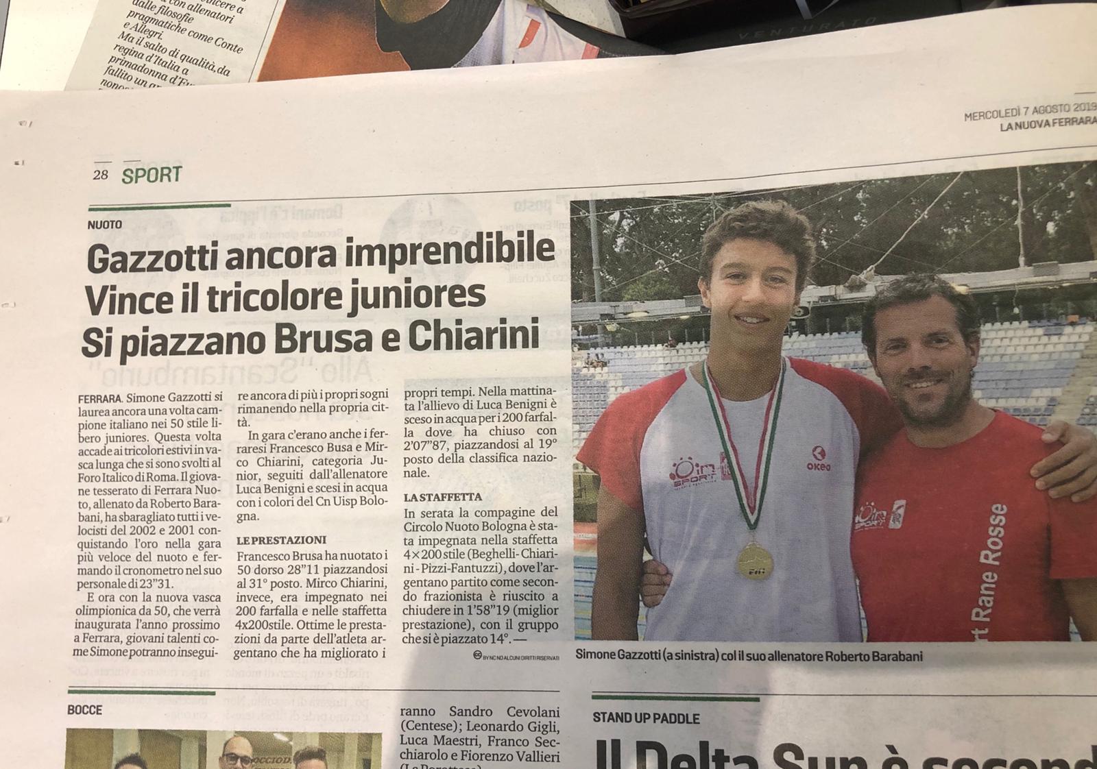 Simone Gazzotti campione italiano di categoria nei 50 stile libero!